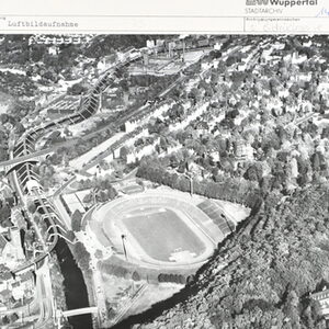 Luftbildaufnahme vom Stadion am Zoom, Schwarz-Weiß, Jahr der Aufnahme nicht angegeben