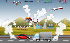 Air pollution poster with different molecules