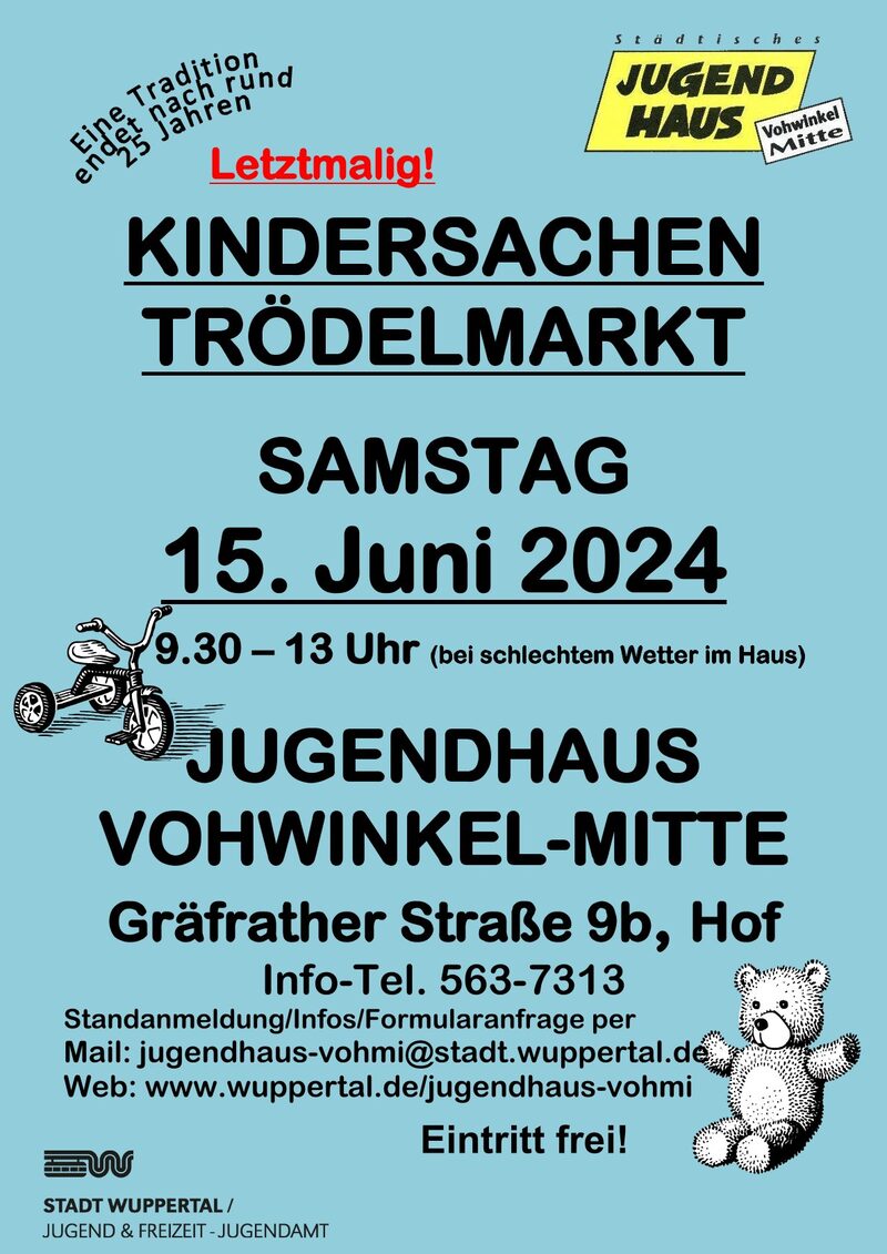 Plakat zum Kindersachentrödelmarkt mit allen relevanten Informationen