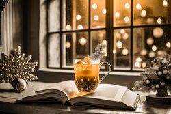 Weihnachtspunch mit Buch - Firefly_KI generated photo