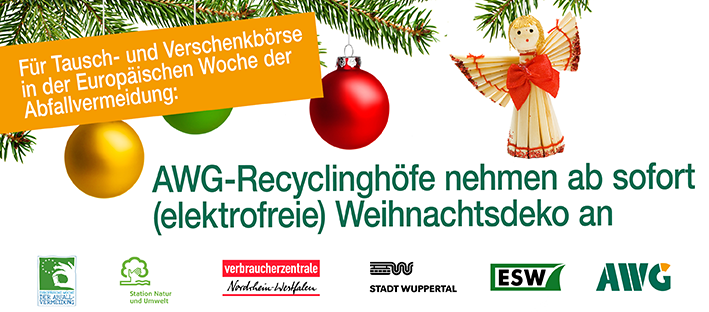 AWG Recyclinghöfe nehmen Weihnachtsdeko an