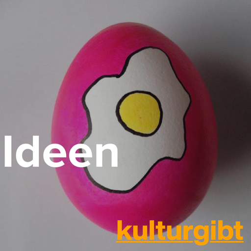 Ein pink gefärbtes Ei mit dem Bild eines Spiegeleis darauf
