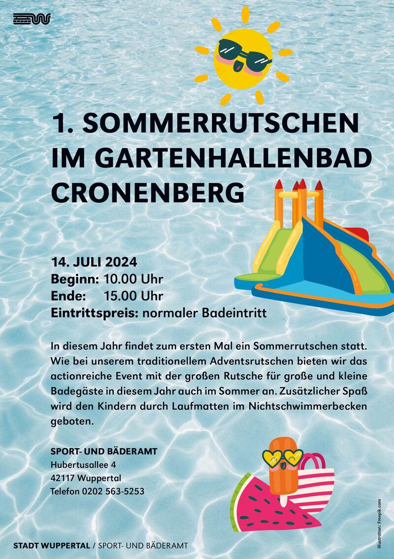Plakat Sommerrutschen Gartenhallenbad Cronenberg