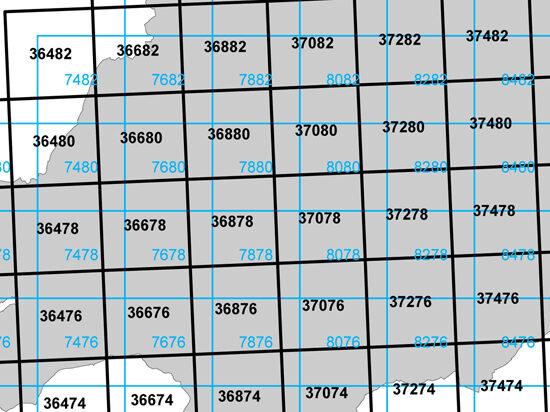 Abbildung blaue und schwarze Gitternetze mit Nummern